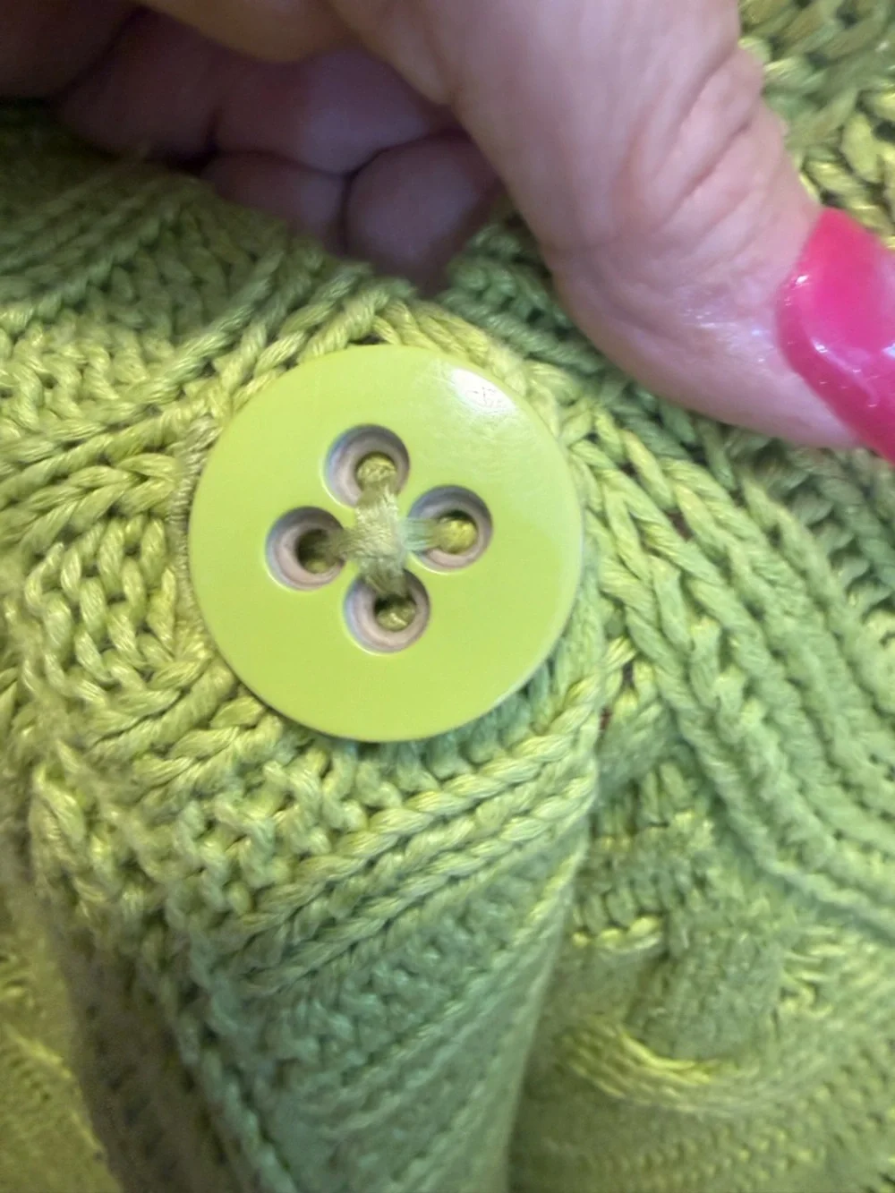 Luisa Cerano Linen Cotton Cable Knit Cardigan Chartreuse Open Knit Designer 12